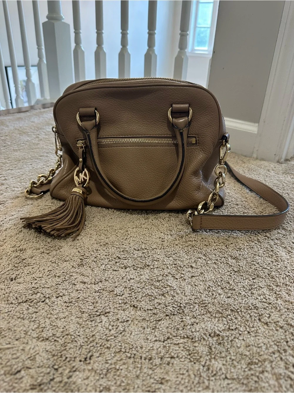 Michael Kors Taupe Leather Satchel / Crossbody Bag